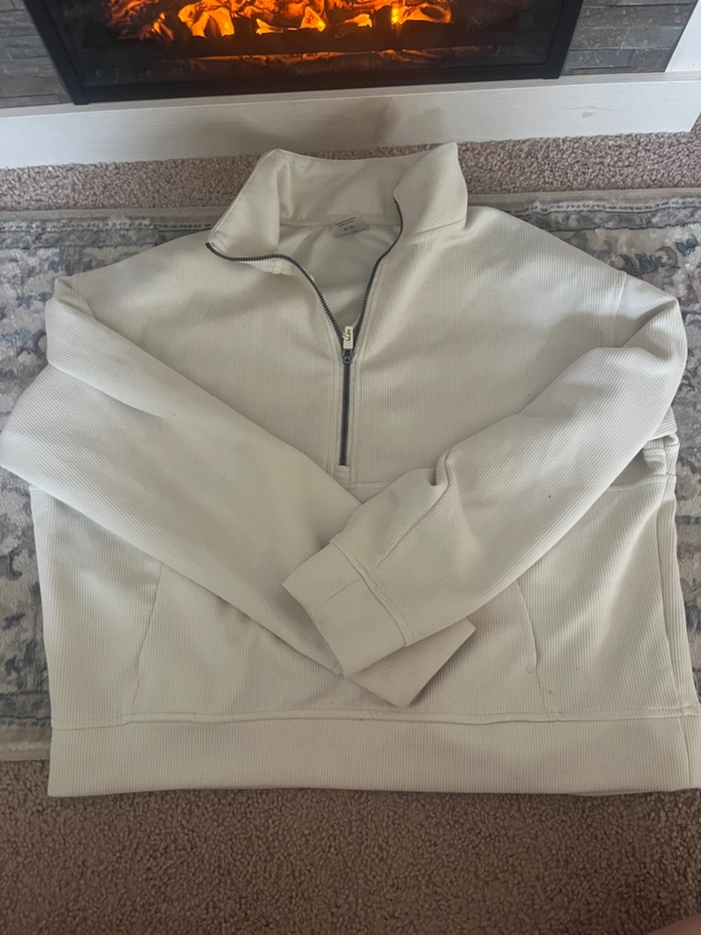 Half-Zip Sweatshirt Pullover - Cream